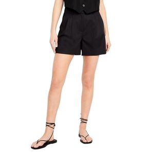 Old Navy Taylor High Waist Linen Blend Shorts - Black - L
